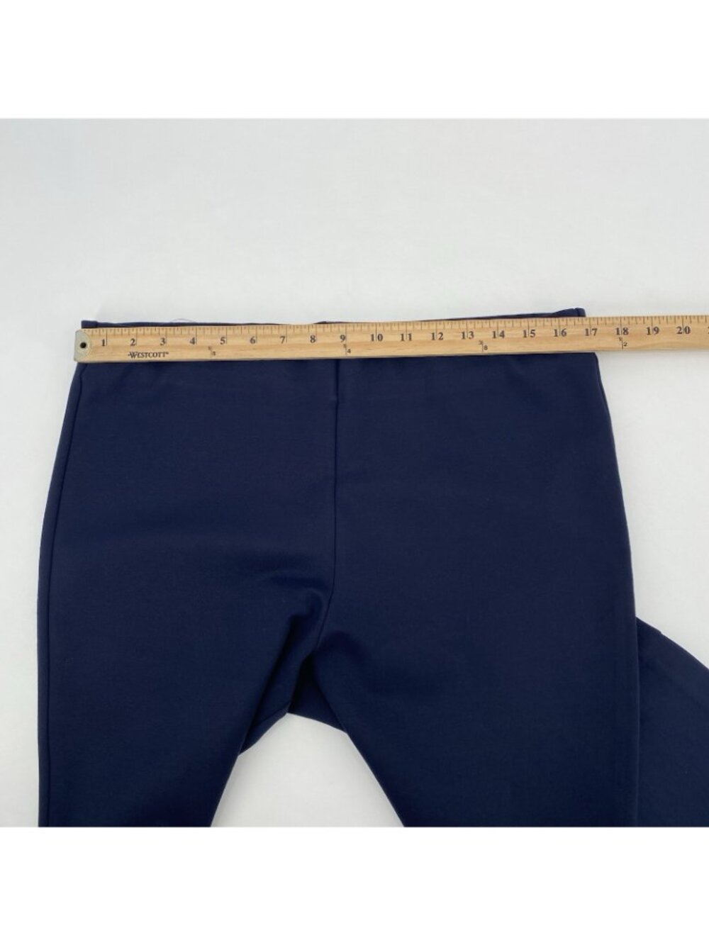 Ann Mashburn Pants Womens Large Navy Stretch Pull On Slim Ponte Mini Flare Hem - Picture 4 of 15